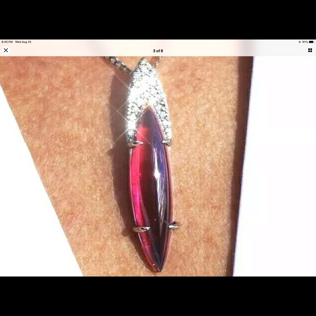 Beautiful Tourmaline Pendant White Gold Diamonds